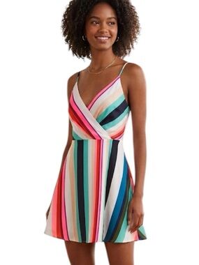 Express Rainbow Striped Colourful Mini Dress
